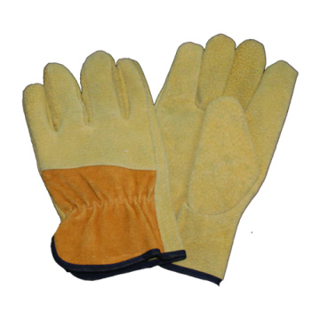 Beige Pig Split Palm Driver Safety Work Glove with Cow Split Back